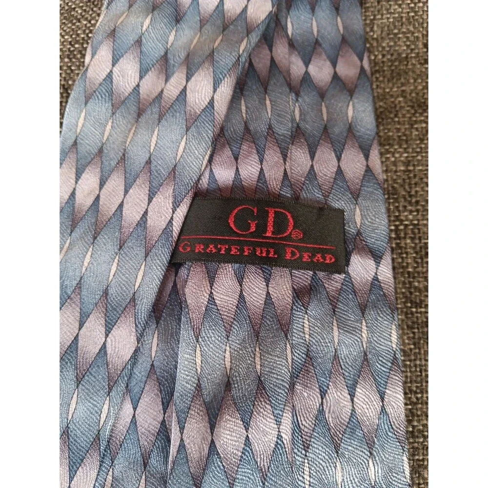 Tie 70s 80s 90s Y2K Mens Grateful Dead Silk Blue Silver 4 Wide 58 Long